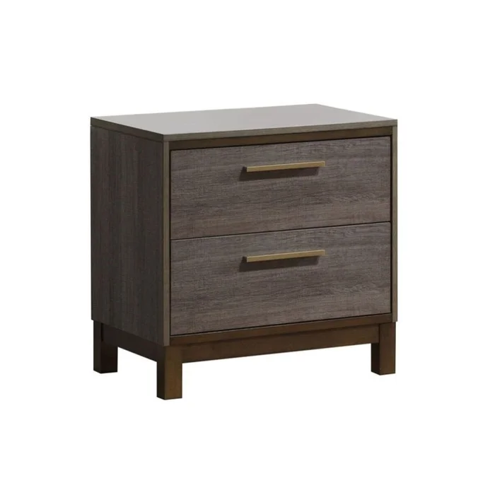 Wooden Nightstand with 2 Drawers in Two-Tone Antique Gray Finish GL-B016P251591