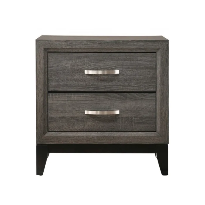 Wooden Nightstand with 2 Drawers in Weathered Gray Finish GL-B016P253581