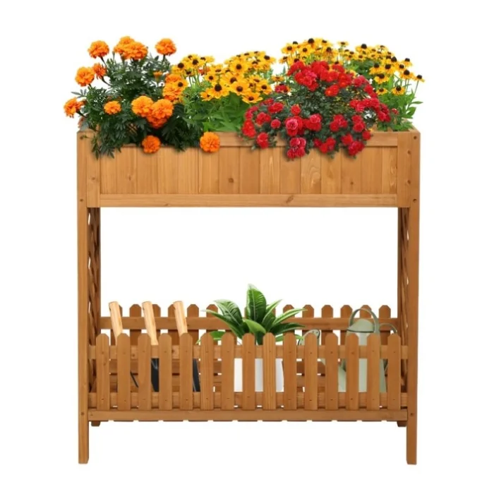 Wooden Planting Box With Storage Shelf 44984713
