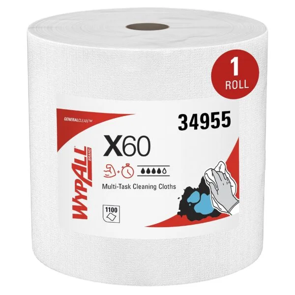 WypAll GeneralClean X60 Multi-Task Cleaning Cloths, Jumbo Roll (34955), Strong and Absorbent Towels