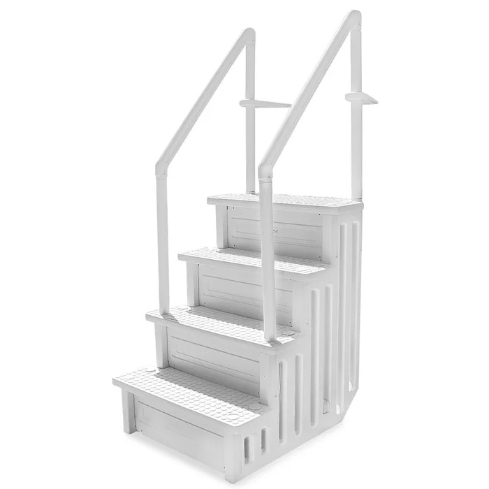 XtremepowerUS In-Pool Step Ladder with Handrails for Pool and Decks Up to 54″ High