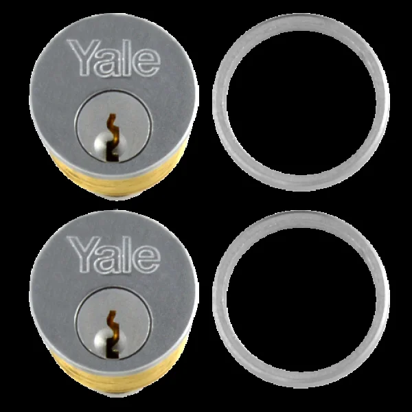 YALE 1133 Screw-In Cylinder KD KA Pair – Satin Chrome