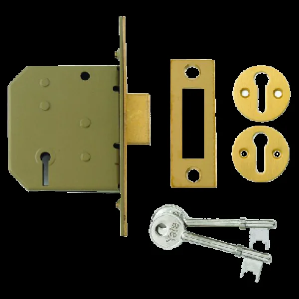 YALE PM322 3 Lever Deadlock 64mm Keyed To Differ – Polished Brass