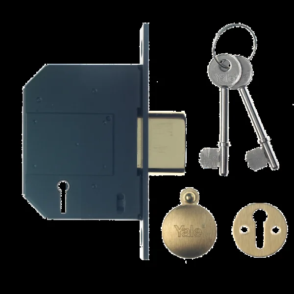 YALE PM562 5 Lever Deadlock 64mm Keyed To Differ – Polished Brass