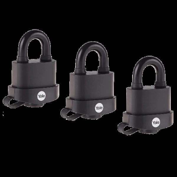 YALE Y220B High Security Open Shackle Weatherproof Padlock 51mm Pack of 3 – Black