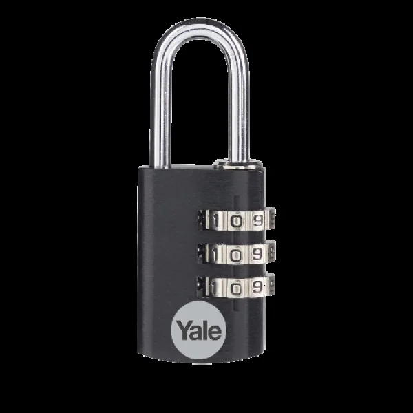 YALE YE3CB Aluminium Open Shackle Combination Padlock 28mm – Black