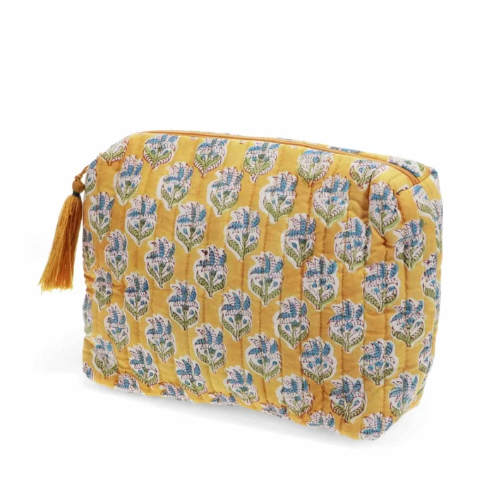 Yellow Kimaya Floral Washbag
