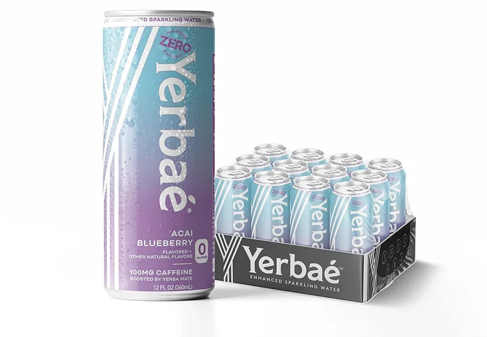 Yerbae Sparkling Water, Acai Blueberry Fruit Flavored Seltzer, Energy Drink, 12 Pack