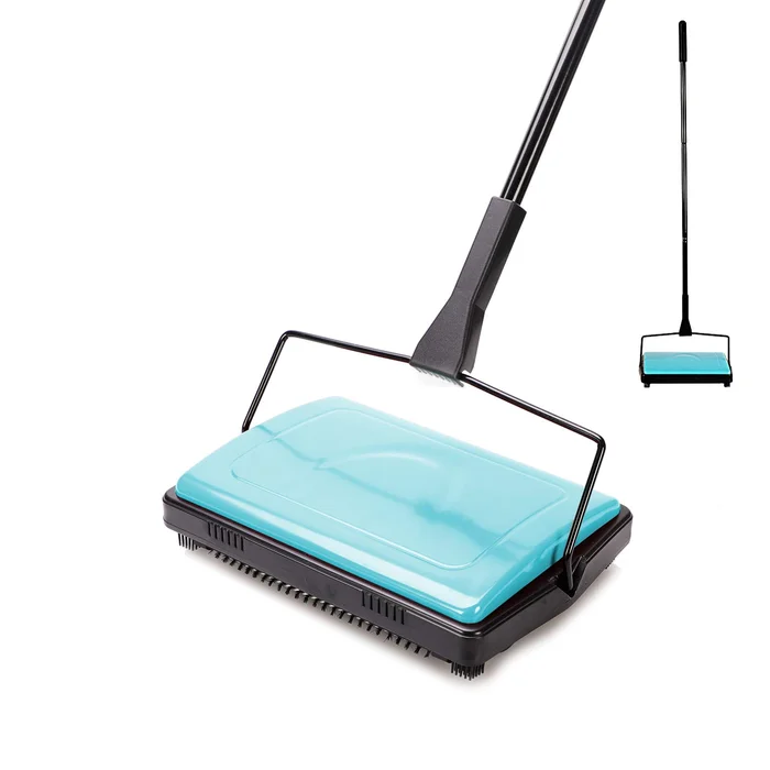 Yocada Carpet Sweeper Cleaner, Low Carpets Rugs Undercoat Carpets Pet Hair Dust Scraps Paper Small Rubbish Cleaning, Brush Blue