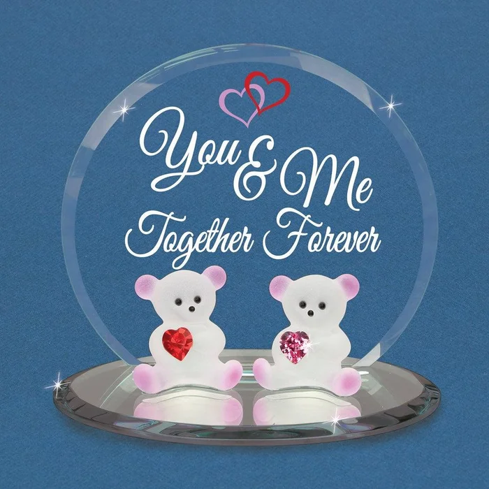 You and Me Together Forever Bears Glass Figurine