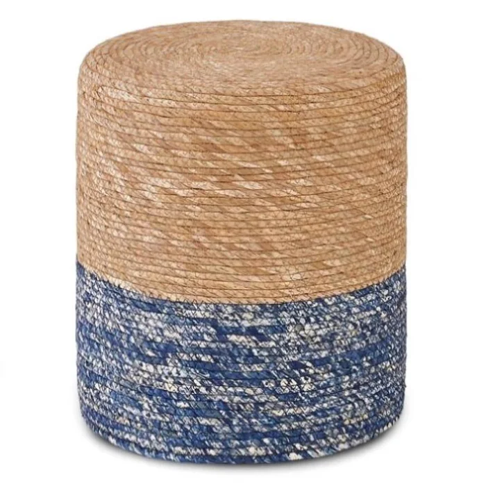 (原SKU06286439）Ottoman Poof, Natural Seagrass Poufs, Hand Weave Round Footstool, Pouffe Accent 05943599