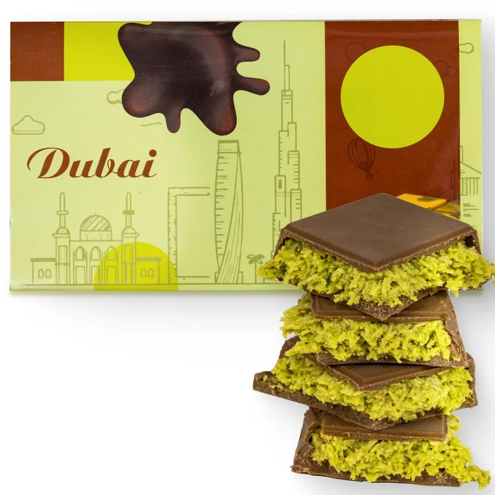 ZEMUS Dubai Chocolate Bar with Pistachio, 7 oz, Handmade Viral Dubai Chocolate, Crispy Shredded knafeh with Rich Chocolate (Pack of 1)