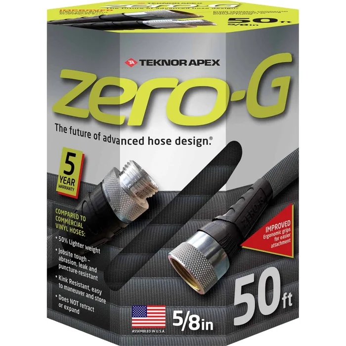Zero-G 4001-50 Lightweight, Ultra Flexible, Durable, Kink-Free Garden Hose, 5/8-Inch by 50-Feet, Black