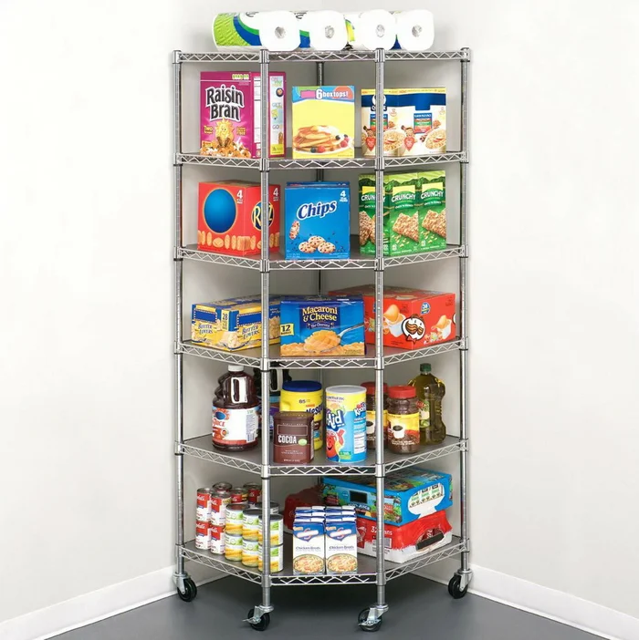 Zimtown 6 Tire Heavy Duty Wire Garage Storage Rack, Steel Corner Shelving with Wheels, Silver