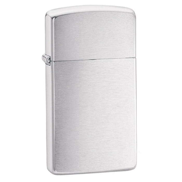 Zippo 1600 Slim Brushed Chrome Plain Windproof Pocket Lighter