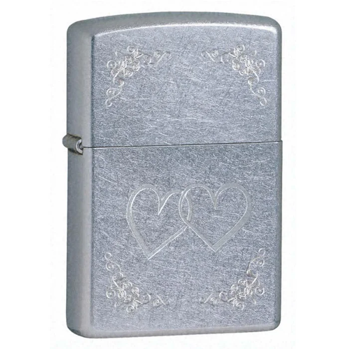Zippo 24016 Classic Street Chrome Heart to Heart Windproof Pocket Lighter