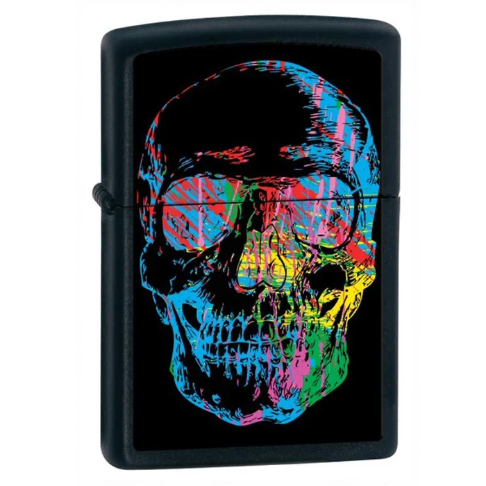 Zippo 28042 Classic Black Matte X-Ray Skull Windproof Pocket Lighter
