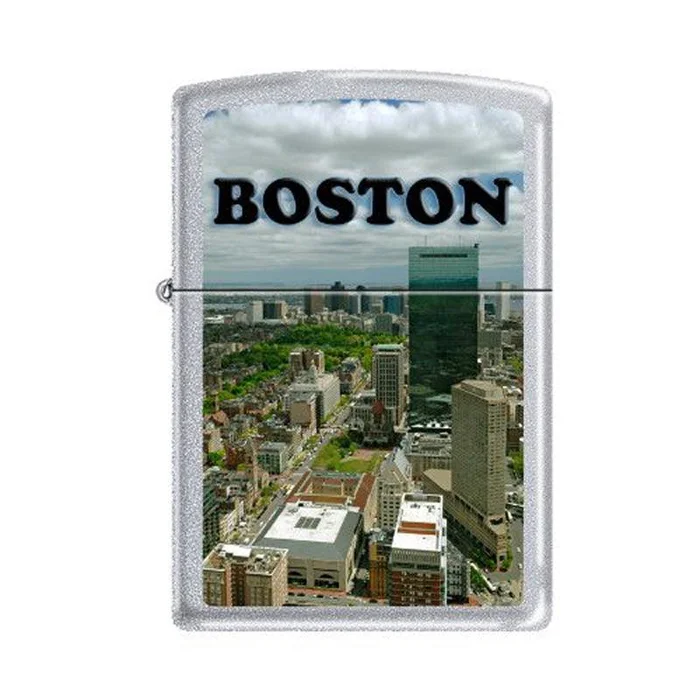 Zippo AD204 Classic Boston City Skyline Satin Chrome Windproof Lighter