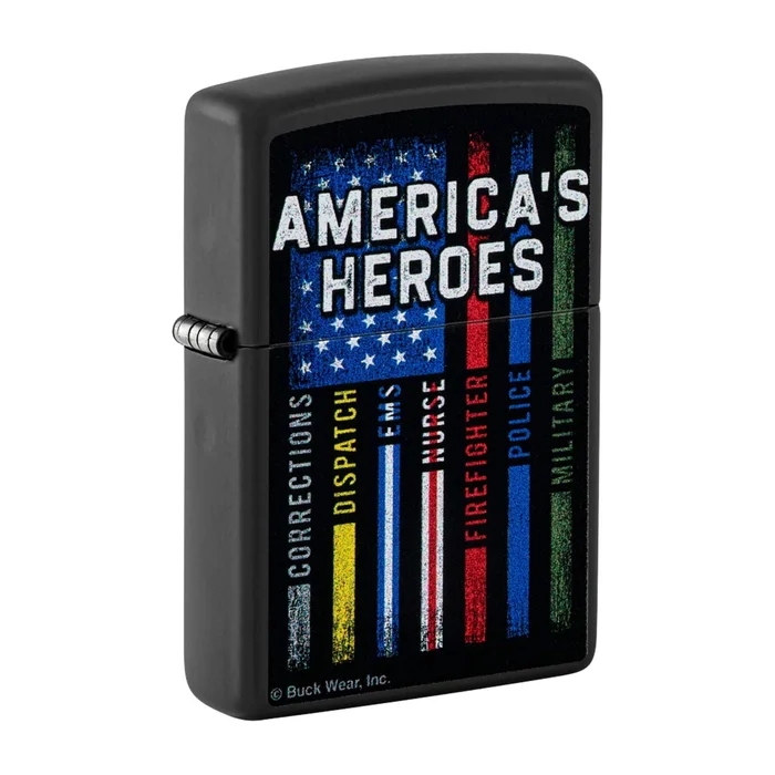 Zippo Pocket Lighter – Buck Wear American Heros Design Chrome Metal Windproof | 48634