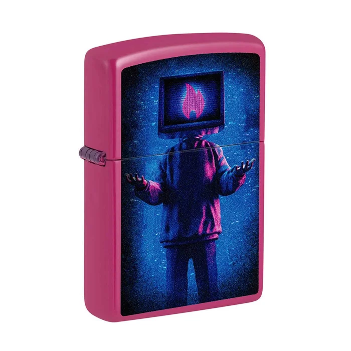 Zippo Pocket Lighter – Flame TV Design Refillable Windproof Metal Construction | 48515