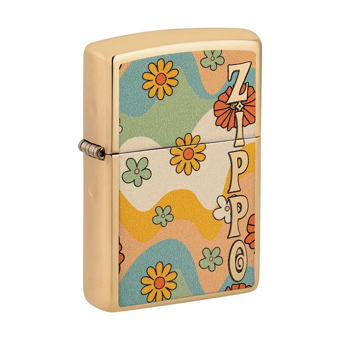 Zippo Pocket Lighter – Flower Power Design Brass Windproof Metal Construction | 48503