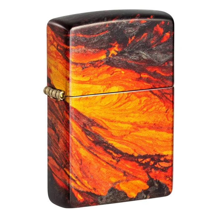 Zippo Pocket Lighter – Lava Flow Design White Matte Metal Windproof | 48622