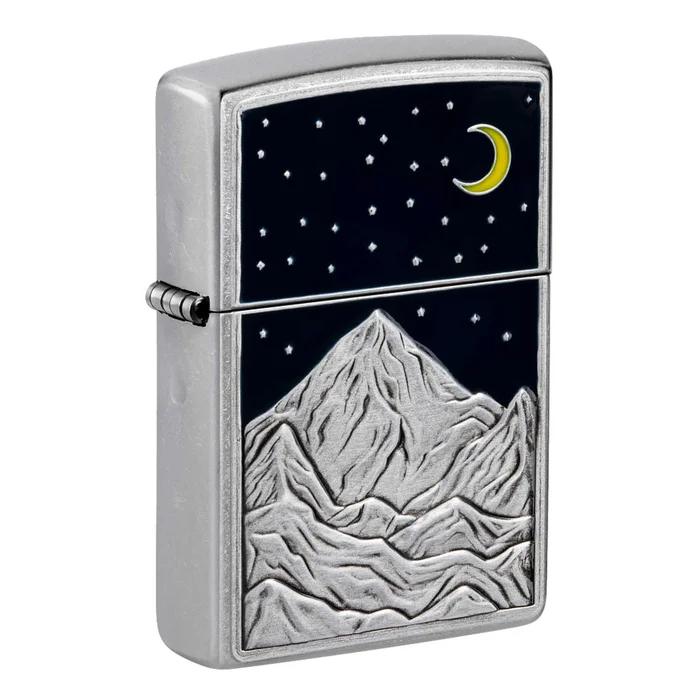 Zippo Pocket Lighter – Mountains Emblem Design Chrome Metal Windproof | 48632