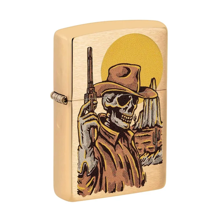 Zippo Pocket Lighter – Wild West Skeleton Design Windproof Metal Construction | 48519