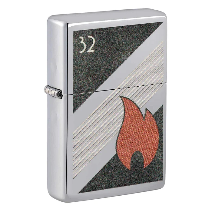 Zippo Pocket Lighter – Zippo 32 Flame Design High Polish Chrome Windproof | 48623