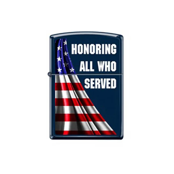 Zippo Windproof Lighter – All Who Served Design Blue Metal Genuine | 239-085668
