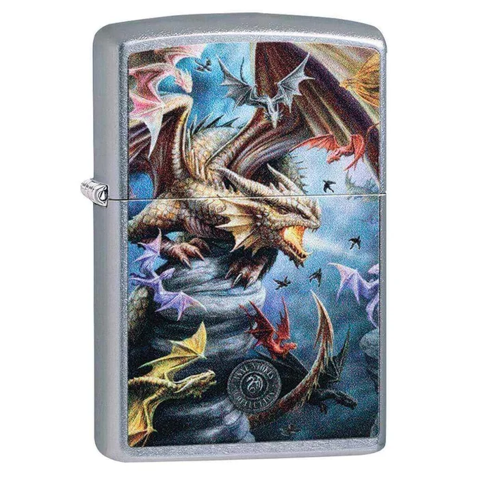 Zippo Windproof Lighter – Anne Stokes Dragon Street Chrome Finish | 49104
