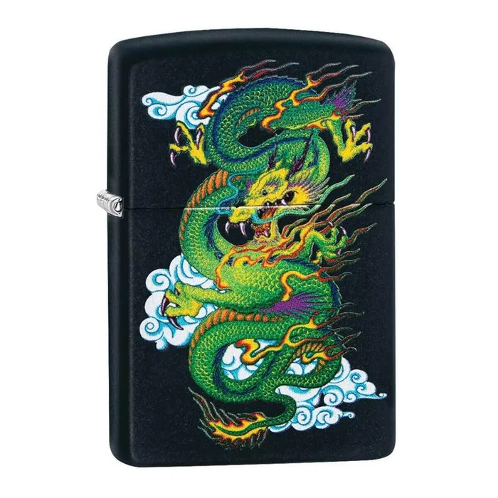Zippo Windproof Lighter – Dragon Design Slithers Black Matte Finish Metal | 29839