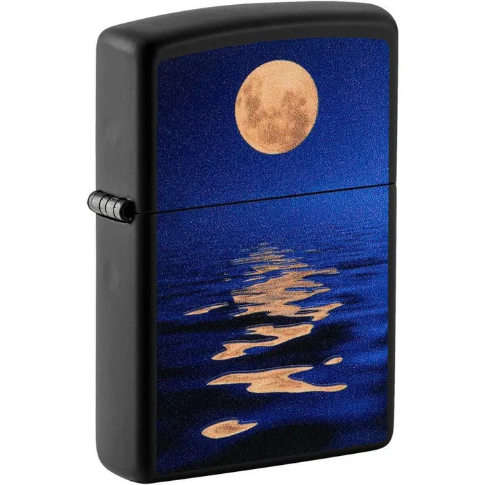 Zippo Windproof Lighter – Full Moon Design Blacklight Black Matte | 49810