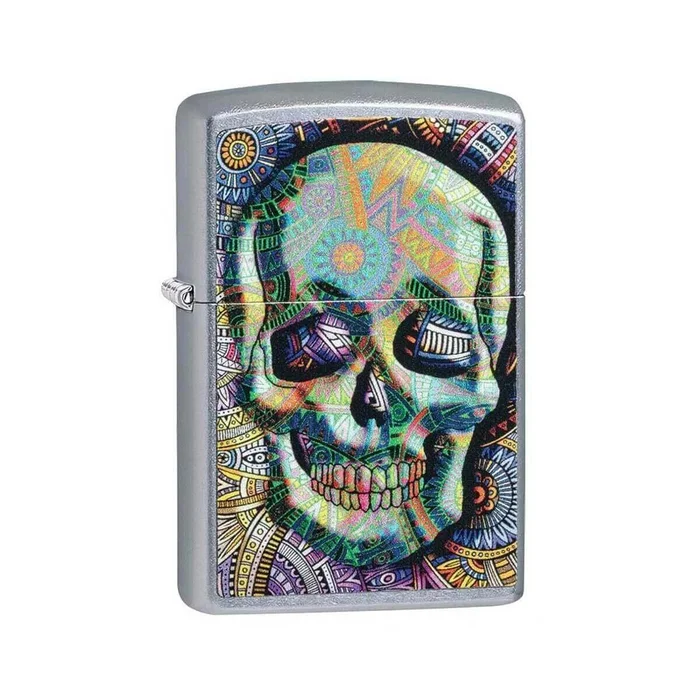 Zippo Windproof Lighter – Geometric Skull Design Street Chrome | 49140
