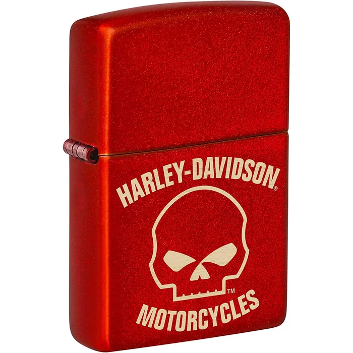 Zippo Windproof Lighter – Harley-Davidson Laser Skull Metallic Red Genuine | 48603