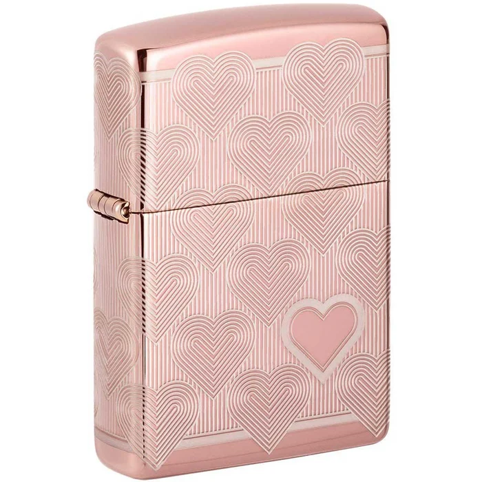 Zippo Windproof Lighter – Heart Design High Polish Rose Gold | 49811