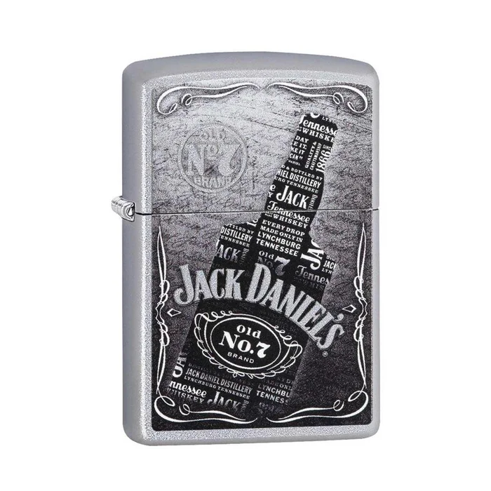 Zippo Windproof Lighter – Jack Daniel’s Satin Chrome Finish Metal Refillable | 29285