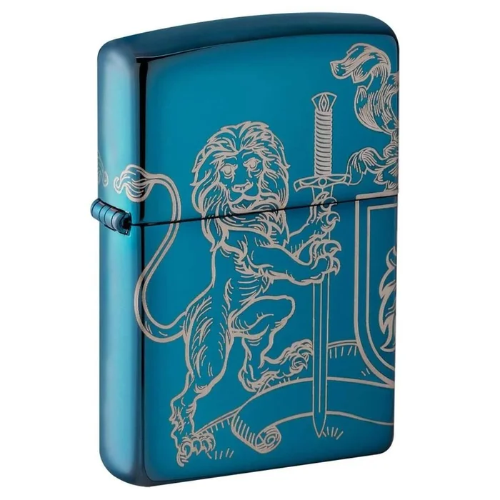 Zippo Windproof Lighter – Medieval Coat of Arms Design High Polish Blue | 49126