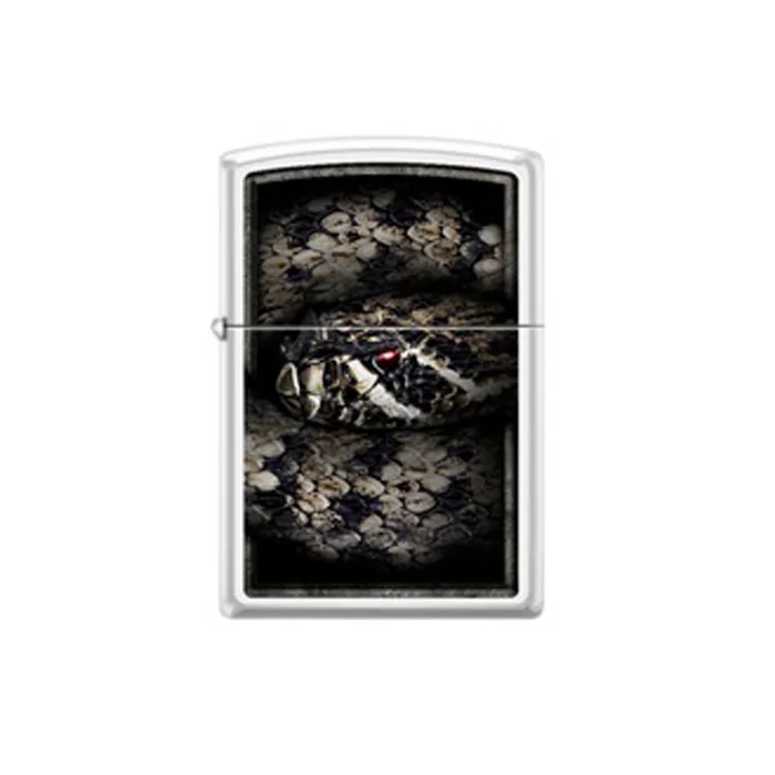 Zippo Windproof Lighter – Rattlesnake design satin chrome Metal Finish | 214-071996