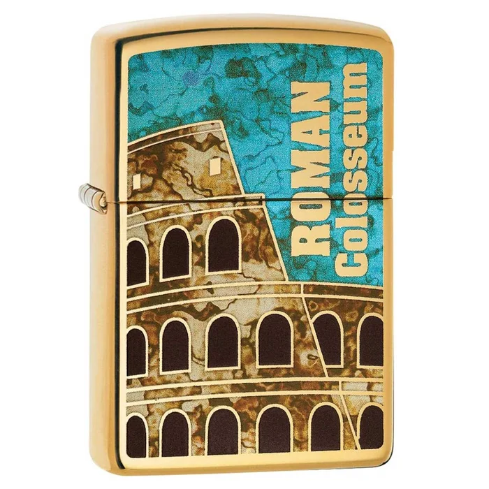 Zippo Windproof Lighter – Roman Colosseum High Polish Brass Finish Metal | 29497