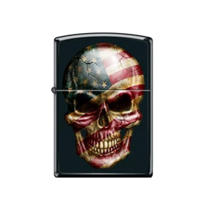 Zippo Windproof Lighter – Skull Flag Design Black Metal Construction | 218-076915