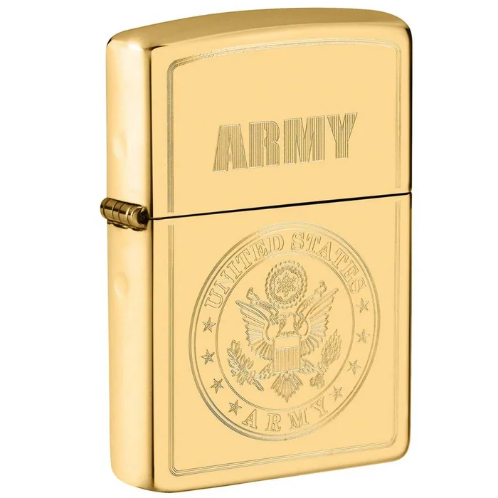 Zippo Windproof Lighter – U.S. Army Design High Polish Brass Finish Pocket | 49314