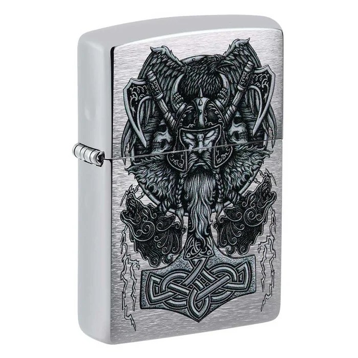 Zippo Windproof Lighter – Viking Design Brushed Chrome | 49777