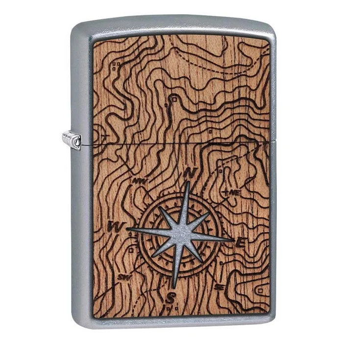 Zippo Windproof Lighter – Woodchuck USA Compass Metal and Wood Refillable | 49055
